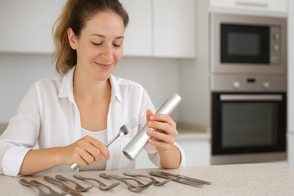Der geniale Trick mit Alufolie und Backpulver: Besteck glänzt wie neu, ohne Waschen und teure Reinigungsmittel