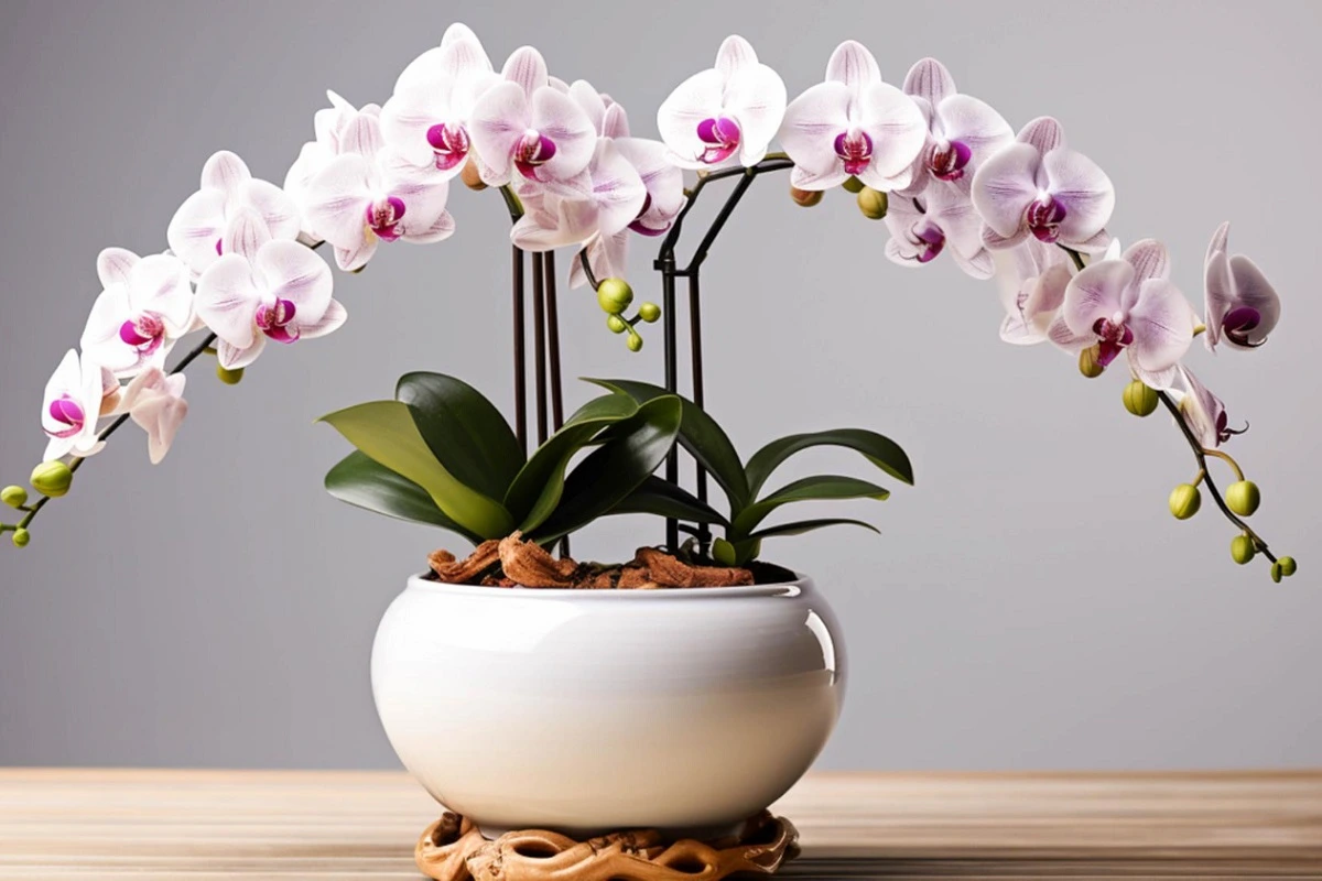 Gießen Sie die Erde in einen Topf. Die Orchidee wird schnell wieder aufleben und neue Blüten bilden.